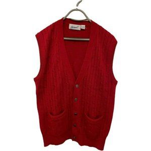 Vintage Haband Mens Sweater Vest Red M Acrylic Size Large Street Wear Vest